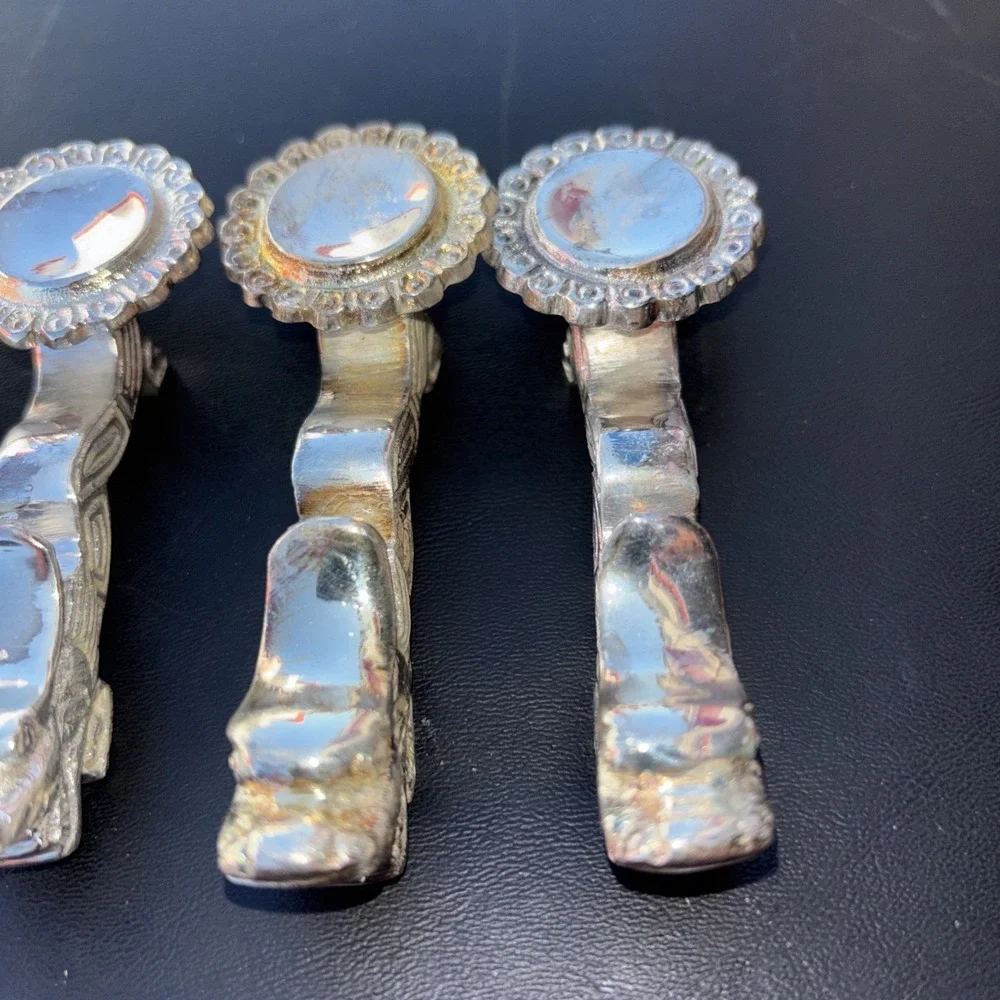 Vintage Chinese Dragon Set of 5 Silver Plated‎ Spoon Holders Rest